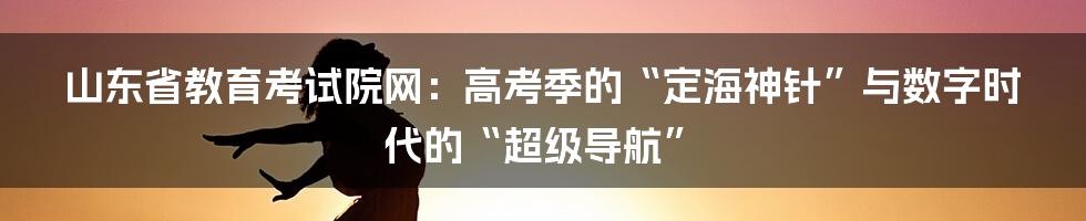 山东省教育考试院网：高考季的“定海神针”与数字时代的“超级导航”