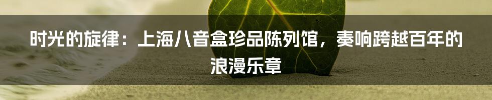 时光的旋律：上海八音盒珍品陈列馆，奏响跨越百年的浪漫乐章