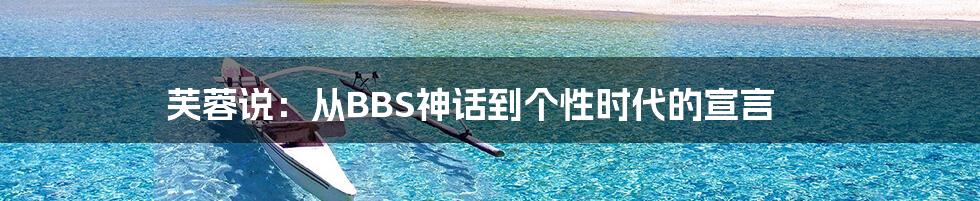 芙蓉说：从BBS神话到个性时代的宣言