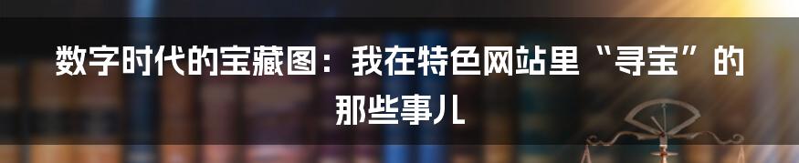 数字时代的宝藏图：我在特色网站里“寻宝”的那些事儿