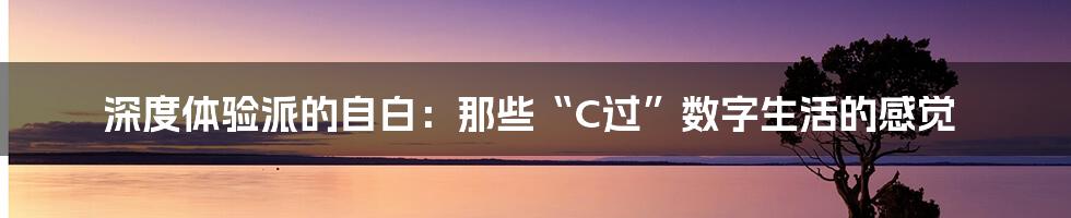 深度体验派的自白：那些“C过”数字生活的感觉