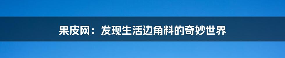 果皮网：发现生活边角料的奇妙世界