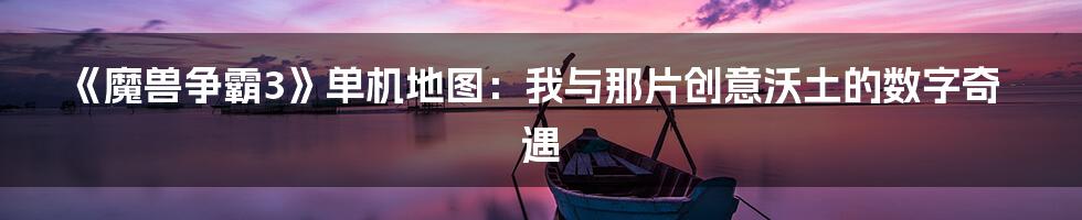 《魔兽争霸3》单机地图：我与那片创意沃土的数字奇遇