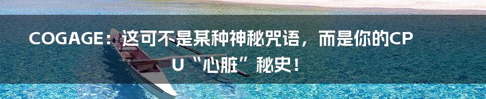COGAGE：这可不是某种神秘咒语，而是你的CPU“心脏”秘史！