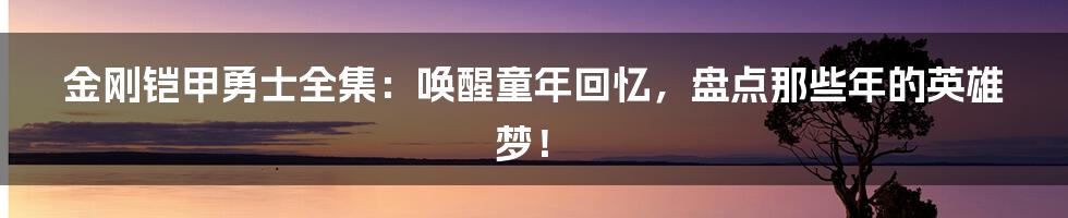 金刚铠甲勇士全集：唤醒童年回忆，盘点那些年的英雄梦！