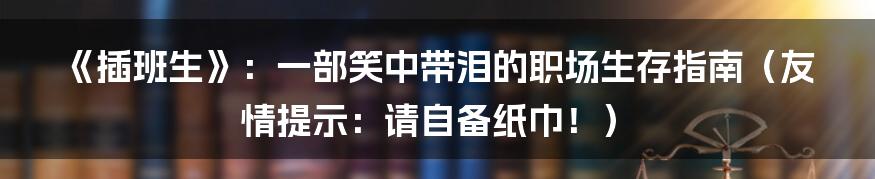 《插班生》：一部笑中带泪的职场生存指南（友情提示：请自备纸巾！）