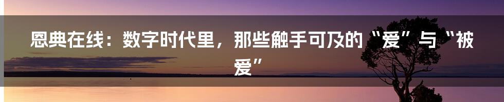 恩典在线：数字时代里，那些触手可及的“爱”与“被爱”