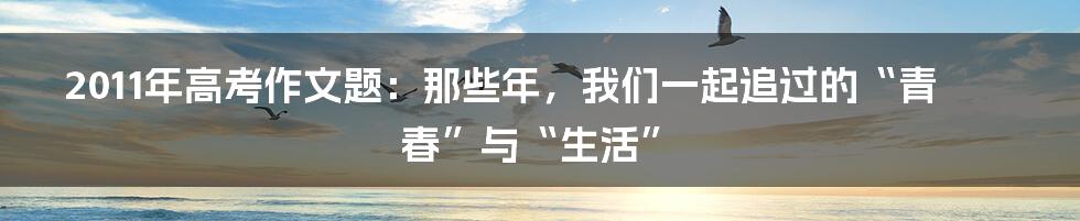 2011年高考作文题：那些年，我们一起追过的“青春”与“生活”