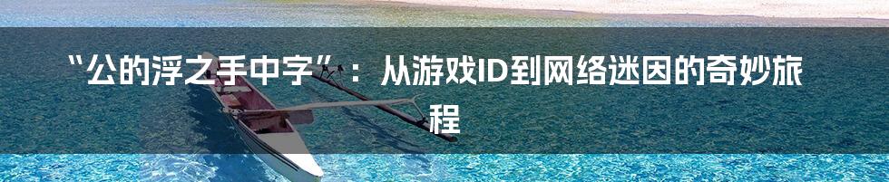 “公的浮之手中字”：从游戏ID到网络迷因的奇妙旅程