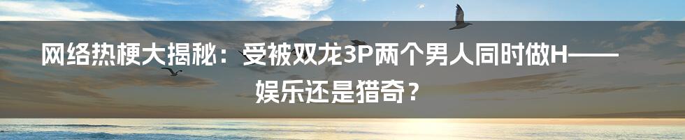 网络热梗大揭秘：受被双龙3P两个男人同时做H—— 娱乐还是猎奇？