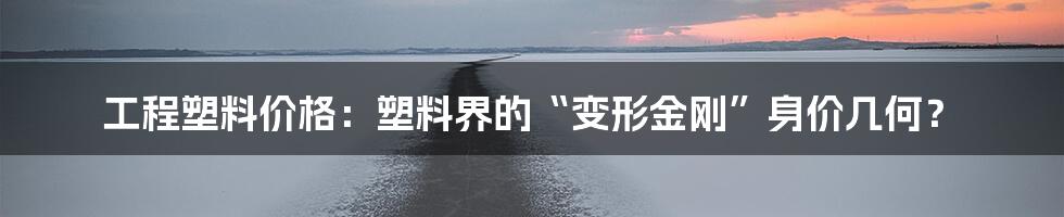 工程塑料价格：塑料界的“变形金刚”身价几何？