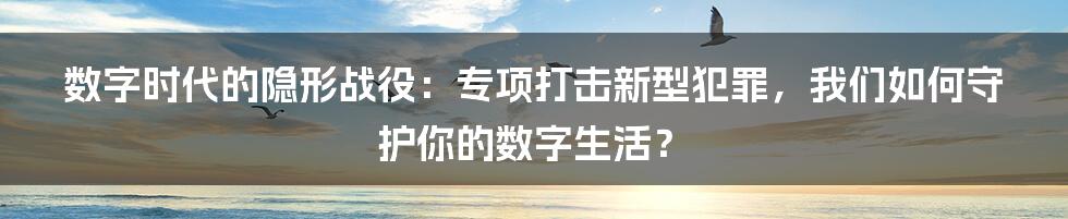 数字时代的隐形战役：专项打击新型犯罪，我们如何守护你的数字生活？