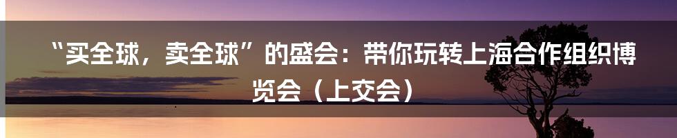 “买全球，卖全球”的盛会：带你玩转上海合作组织博览会（上交会）