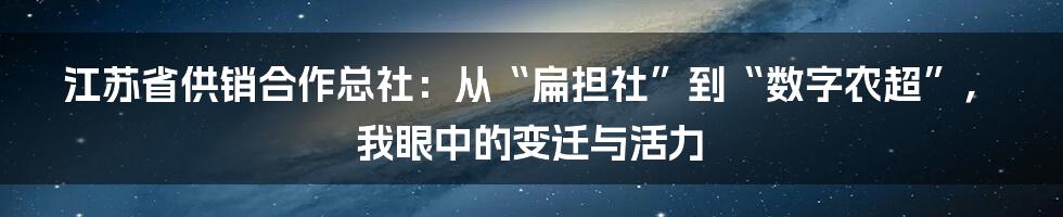 江苏省供销合作总社：从“扁担社”到“数字农超”，我眼中的变迁与活力
