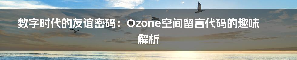 数字时代的友谊密码：Qzone空间留言代码的趣味解析