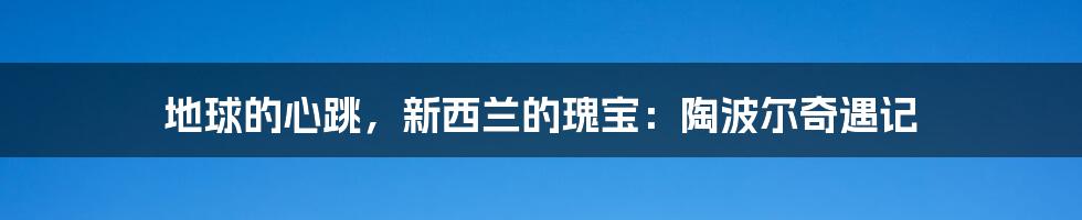 地球的心跳，新西兰的瑰宝：陶波尔奇遇记