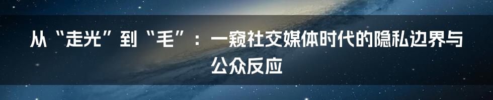 从“走光”到“毛”：一窥社交媒体时代的隐私边界与公众反应