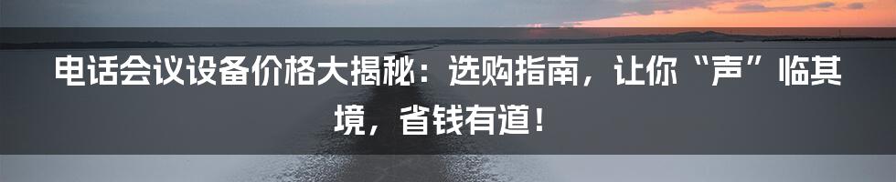 电话会议设备价格大揭秘：选购指南，让你“声”临其境，省钱有道！