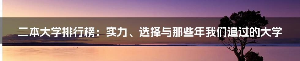 二本大学排行榜：实力、选择与那些年我们追过的大学