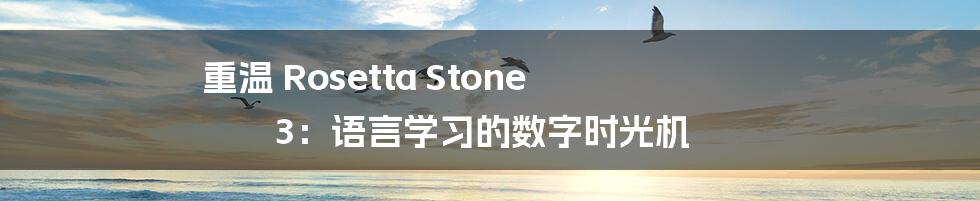 重温 Rosetta Stone 3：语言学习的数字时光机