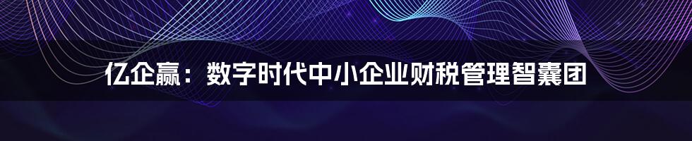 亿企赢：数字时代中小企业财税管理智囊团