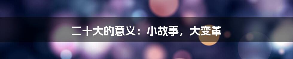 二十大的意义：小故事，大变革