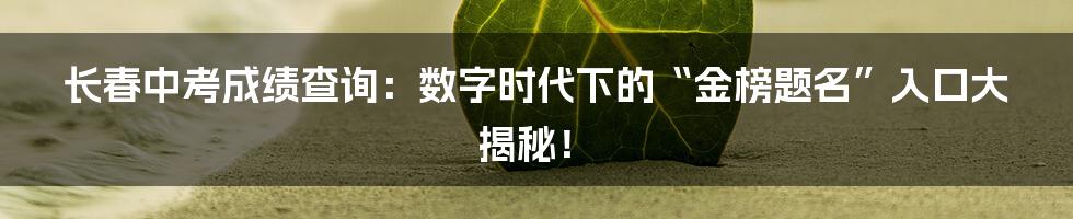 长春中考成绩查询：数字时代下的“金榜题名”入口大揭秘！