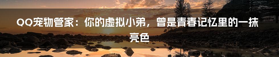 QQ宠物管家：你的虚拟小弟，曾是青春记忆里的一抹亮色