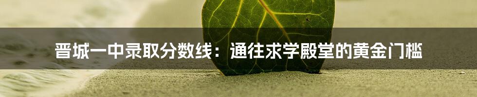 晋城一中录取分数线：通往求学殿堂的黄金门槛