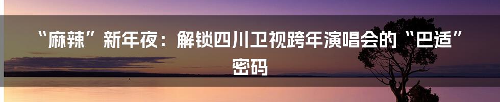 “麻辣”新年夜：解锁四川卫视跨年演唱会的“巴适”密码