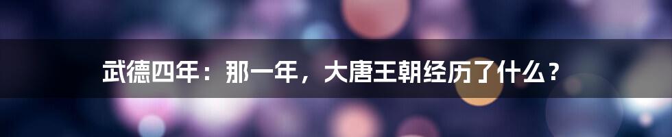 武德四年：那一年，大唐王朝经历了什么？