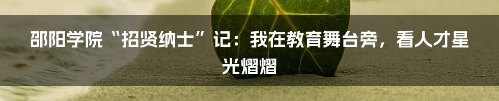 邵阳学院“招贤纳士”记：我在教育舞台旁，看人才星光熠熠