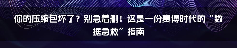 你的压缩包坏了？别急着删！这是一份赛博时代的“数据急救”指南