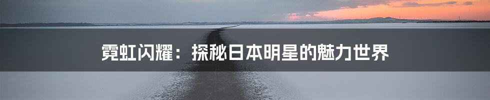 霓虹闪耀：探秘日本明星的魅力世界