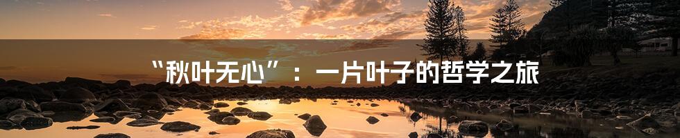 “秋叶无心”：一片叶子的哲学之旅