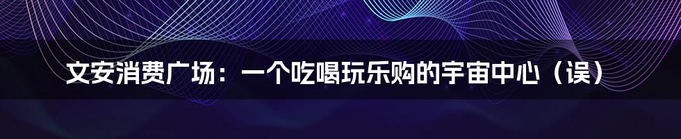 文安消费广场：一个吃喝玩乐购的宇宙中心（误）