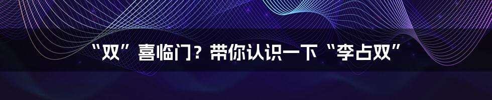 “双”喜临门？带你认识一下“李占双”