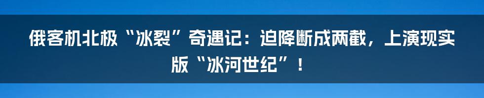 俄客机北极“冰裂”奇遇记：迫降断成两截，上演现实版“冰河世纪”！