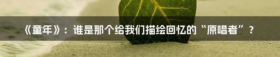 《童年》：谁是那个给我们描绘回忆的“原唱者”？