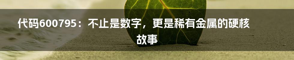 代码600795：不止是数字，更是稀有金属的硬核故事