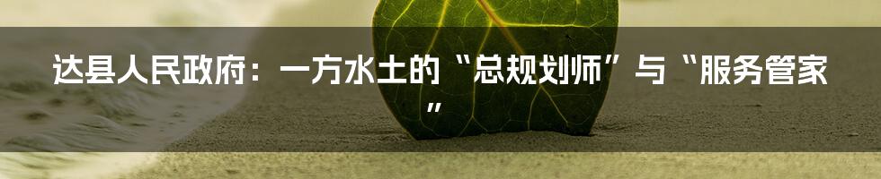 达县人民政府：一方水土的“总规划师”与“服务管家”