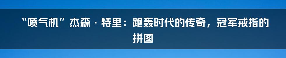 “喷气机”杰森·特里：跑轰时代的传奇，冠军戒指的拼图