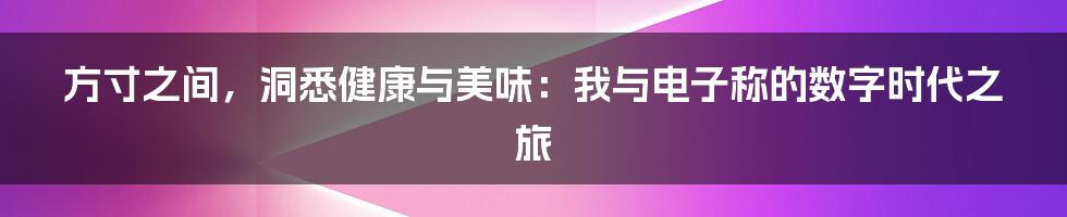 方寸之间，洞悉健康与美味：我与电子称的数字时代之旅