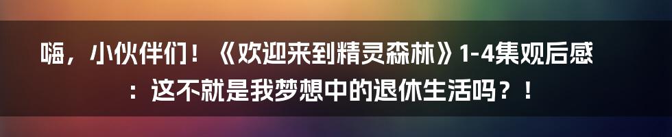 嗨，小伙伴们！《欢迎来到精灵森林》1-4集观后感：这不就是我梦想中的退休生活吗？！