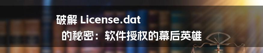 破解 License.dat 的秘密：软件授权的幕后英雄
