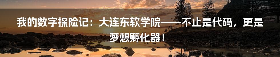 我的数字探险记：大连东软学院——不止是代码，更是梦想孵化器！