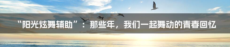 “阳光炫舞辅助”：那些年，我们一起舞动的青春回忆