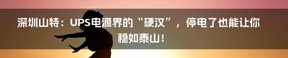 深圳山特：UPS电源界的“硬汉”，停电了也能让你稳如泰山！