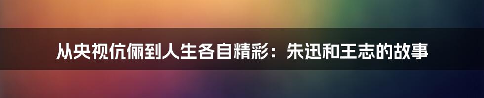 从央视伉俪到人生各自精彩：朱迅和王志的故事