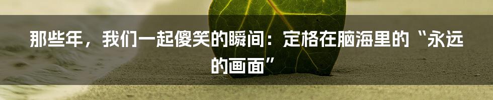 那些年，我们一起傻笑的瞬间：定格在脑海里的“永远的画面”